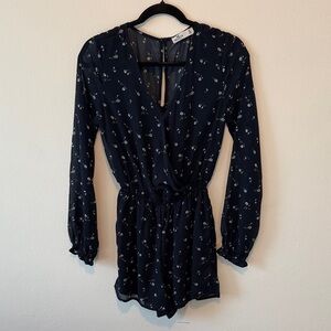 Hollister Dark Blue Floral Romper